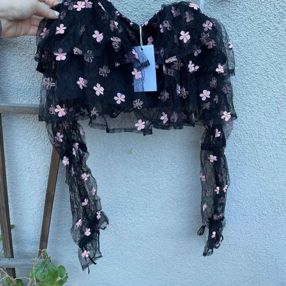 Lovers + Friends Juliana Floral Mesh Crop Top - Picture 11 of 12